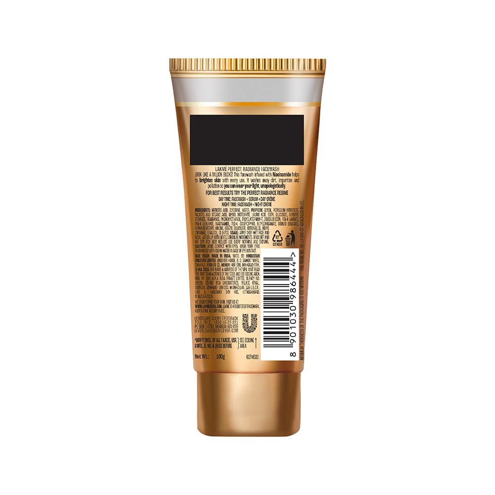 LAKM? Perfect Radiance Brightening Facewash with 98% Pure Niacinamide Complex | For Glowing Skin with Glycerin | Known to Reduce Pigmentation | 100gm - Image 2