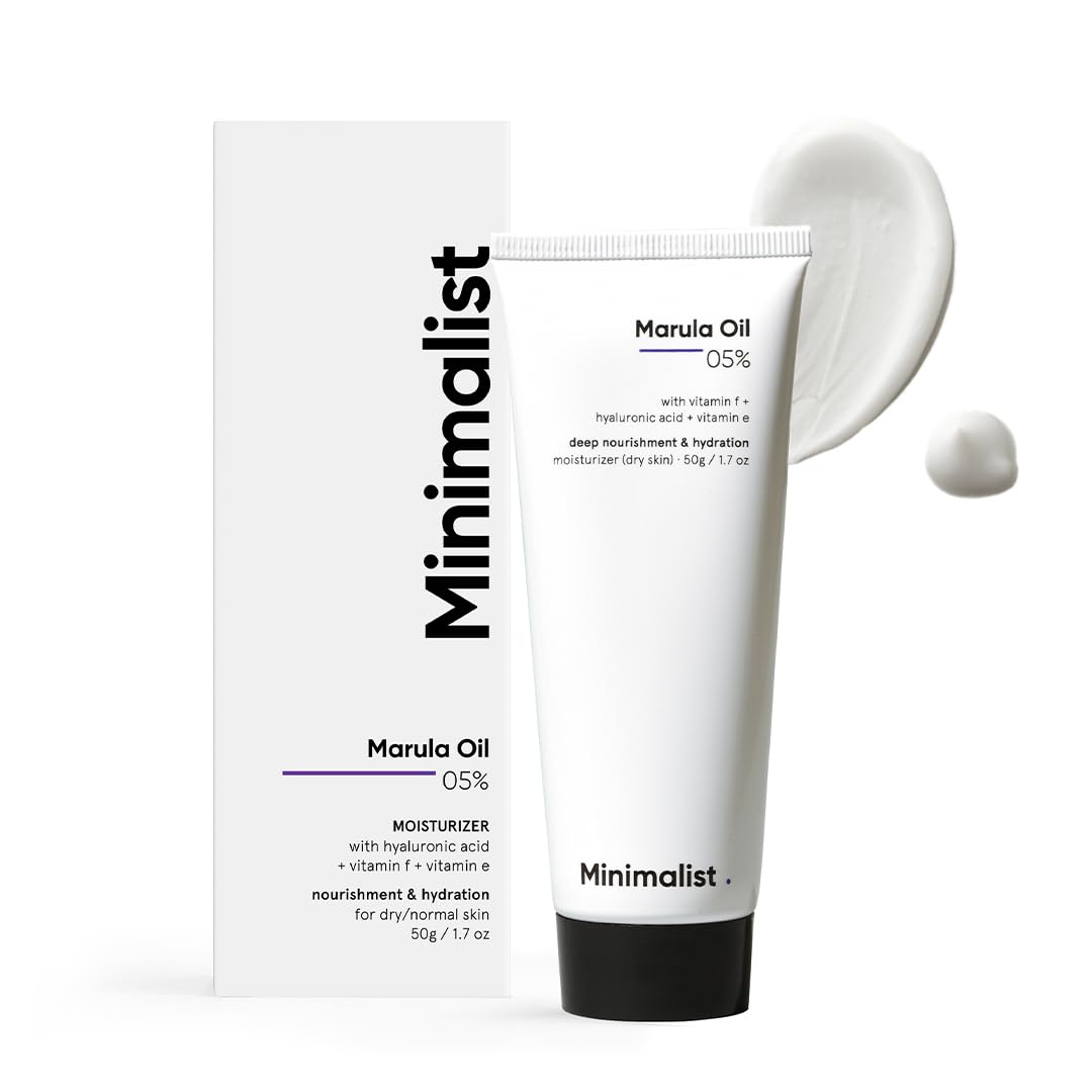 Minimalist Marula Oil 5% Face Moisturizer For Dry Skin With Hyaluronic Acid For Deep Nourishment & Hydration, For Men & Women