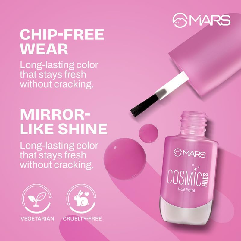 MARS Cosmic Hues Nail Paint (10.0 ml) (04-RIGEL RED) | Intense Color | Ultra-Glossy Shine | Long-Lasting & Chip-Resistant | Non-Sticky | Quick-Drying Formula - Image 2
