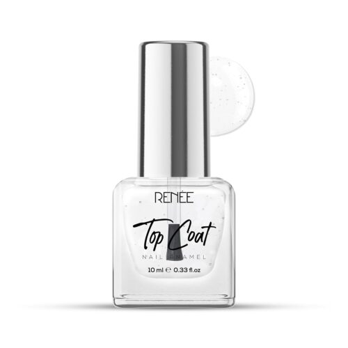 RENEE Top Coat Glossy Finish Nail Enamel, Quick Drying, Long Lasting, Chip Resisting Formula With High Shine & Full Coverage, One Stroke Application, Translucent Layer, 10 Ml