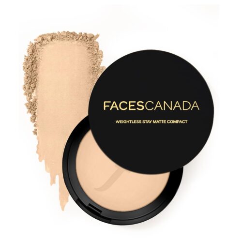 FACESCANADA Weightless Stay Matte Finish Compact Powder - Natural, 9g | Non Oily Matte Look | Evens Out Complexion | Hides Imperfections | Blends Effortlessly | Pressed Powder For All Skin Types