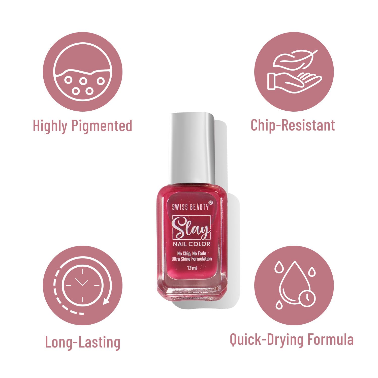 Swiss Beauty Slay Nail Color | Glossy Finish, Long Lasting Nail Paint| Chip resistant, Quick drying Nail Polish | Shade- Pearl, 25Ml - Image 3