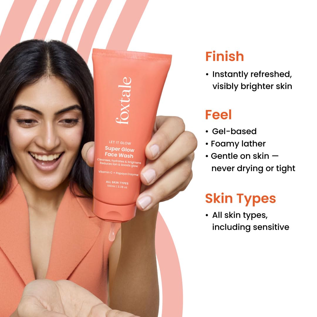 Foxtale Vitamin C Super Glow Face Wash with Papaya enzyme | Reduces Tan | Boosts Glow | Gently Exfoliates & Brightens Skin | Reduces Pigmentation | Face Wash for Men & Women- 100ml - Image 3