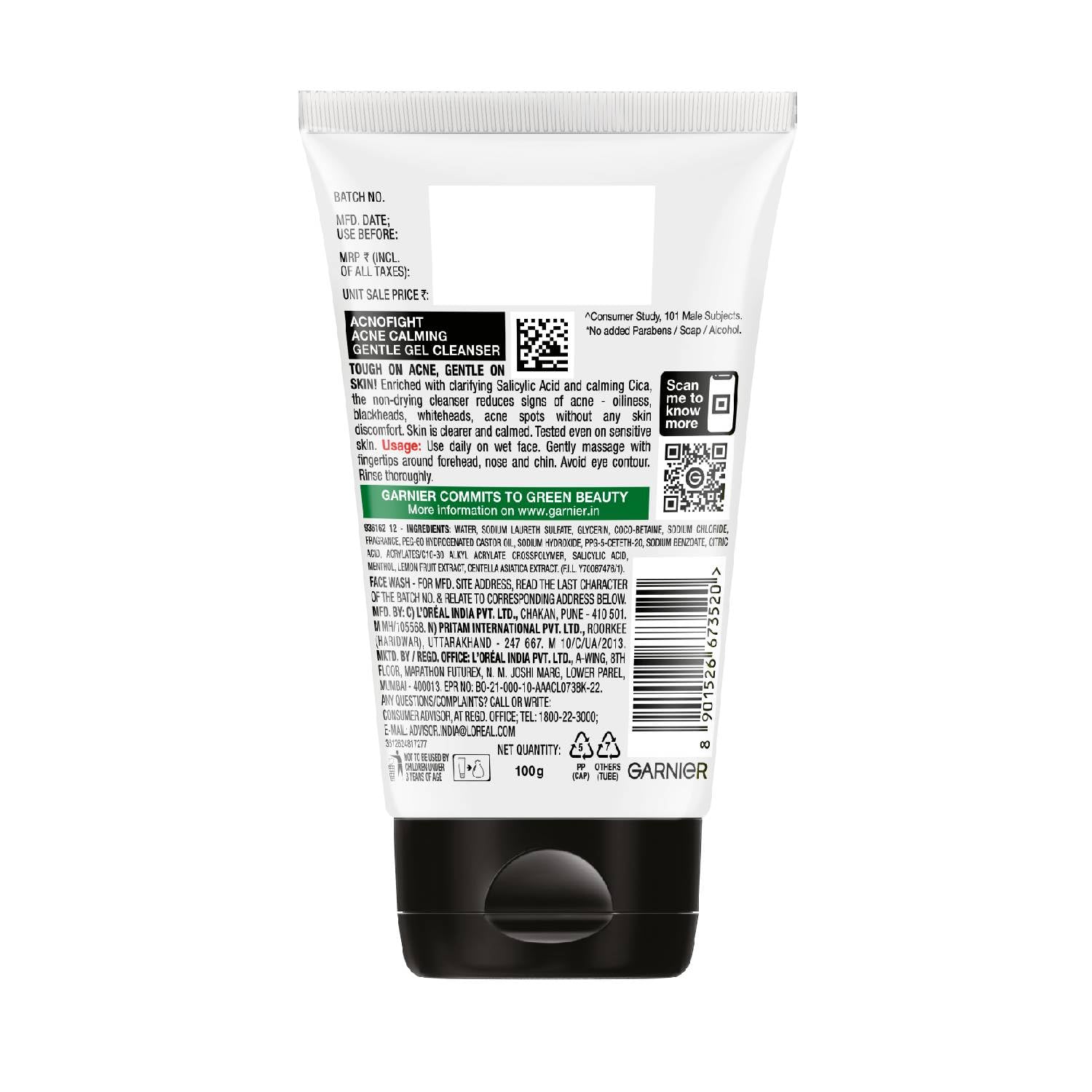 Garnier Men Acno Fight Gentle Cleanser Facewash | For Acne-Prone, Sensitive Male Skin | 100g - Image 2