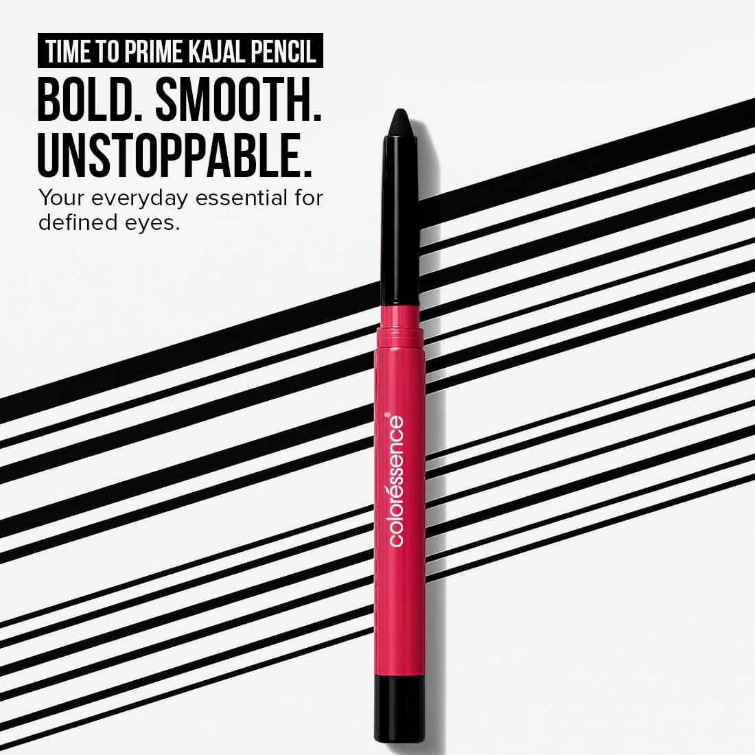 Coloressence Time to Prime Kajal Pencil| Intense Black Color| Matte Finish| Smudge-proof & Waterproof| Stays Upto 12 Hours| Infused with Almond Oil| Bold Black Rich Color Payoff| One Swipe Application - Image 3