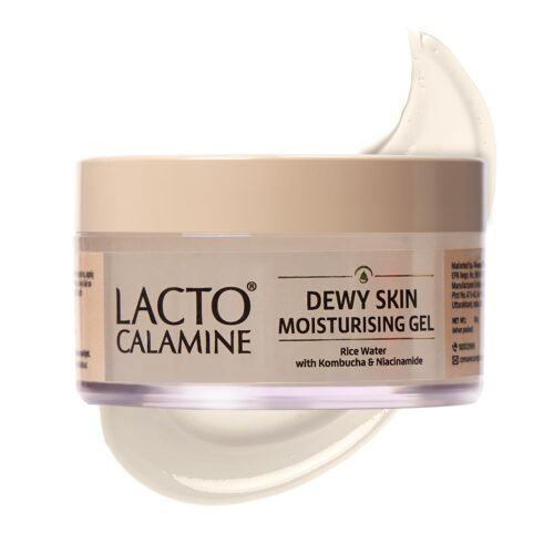 Lacto Calamine Dewy Rice Moisturizer for Face | 50g x Pack of 1 | Face Moisturiser with Rice Water & Niacinamide for Glass Skin | Korean Type Skin | Dermatologically Tested