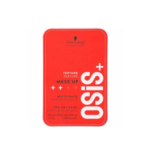 Schwarzkopf Professional OSiS+ Mess Up Hair Styling Matte Paste |Easy to Mould |Easy to apply and Wash | Vegan | Medium Hold | Dry and Non-Greasy | Matte finish| Pomade | 100 ml