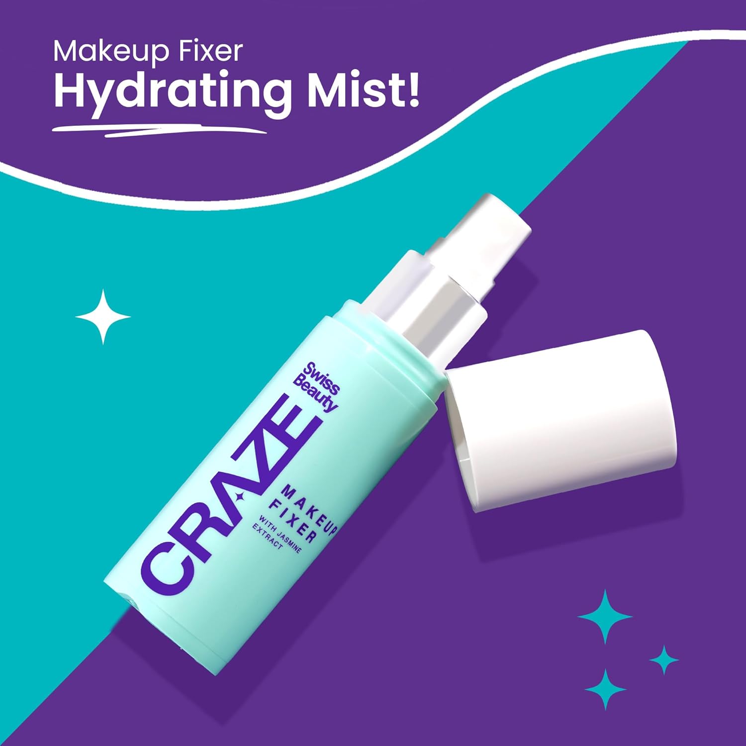 Swiss Beauty CRAZE 2-in-1 Sweatproof Hydrating Mist + Makeup Setting Spray | With Niacinamide and Vitamin E | For Long lasting and sweat-proof Makeup | 50ml - Image 2
