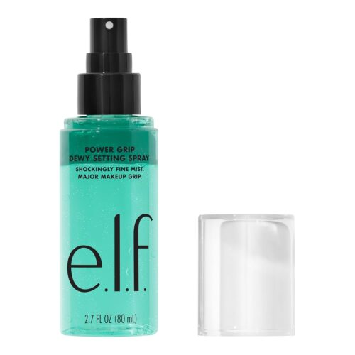 e.l.f. Power Grip Dewy Setting Spray,Ultra Fine Mist Made With Hyaluronic Acid,Grips Makeup For A Hydrated,Dewy Finish,Vegan & Cruelty-Free,1