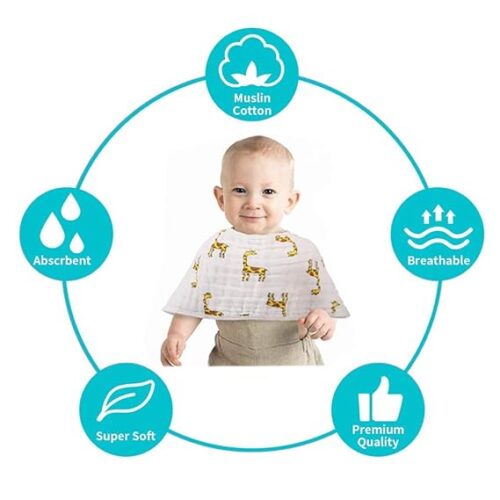 MOM CARE Muslin Cotton Burping Towels for Newborn Baby Extra Soft Large Hankies,washcloth, Reusable Napkins for Babies Infants Toddlers (Pack of 5) White