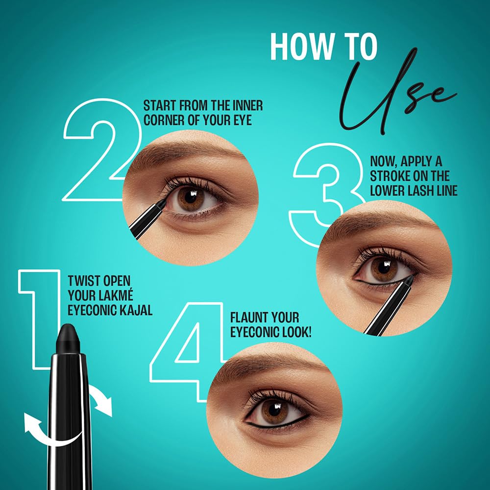 Lakme Eyeconic Kajal|| Classic Brown Colour|| Matte Kohl Liner in a Twist Up Pencil - Waterproof|| Smudge Proof & Long Lasting Eye Makeup|| 0.35 g - Image 3