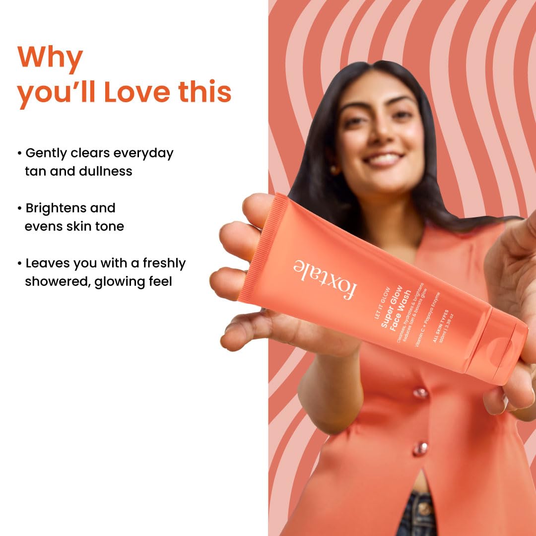 Foxtale Vitamin C Super Glow Face Wash with Papaya enzyme | Reduces Tan | Boosts Glow | Gently Exfoliates & Brightens Skin | Reduces Pigmentation | Face Wash for Men & Women- 100ml - Image 4