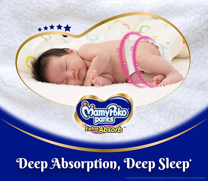 MamyPoko Pants Extra Absorb Baby Diapers, New Born (NB Size) | 0-5 kg | 99 Count |Deep Sleep Diapers| Soft Gentle fit |Deep Absorbent Crisscross | Skin Friendly with Coconut Oil | - Image 2