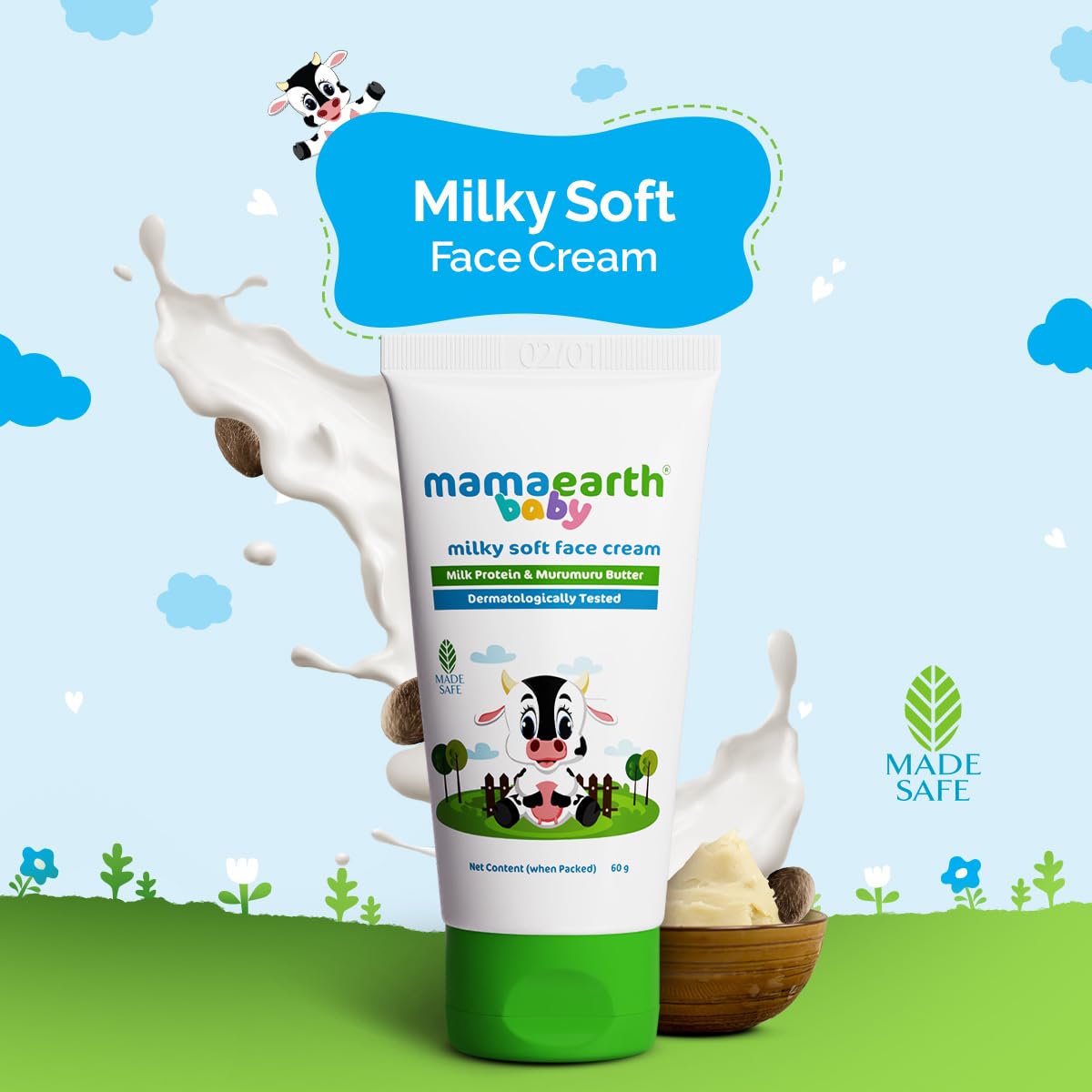 Mamaearth Milky Soft Natural Baby Face Cream for Babies, For All Skin Types 60 g - Image 2