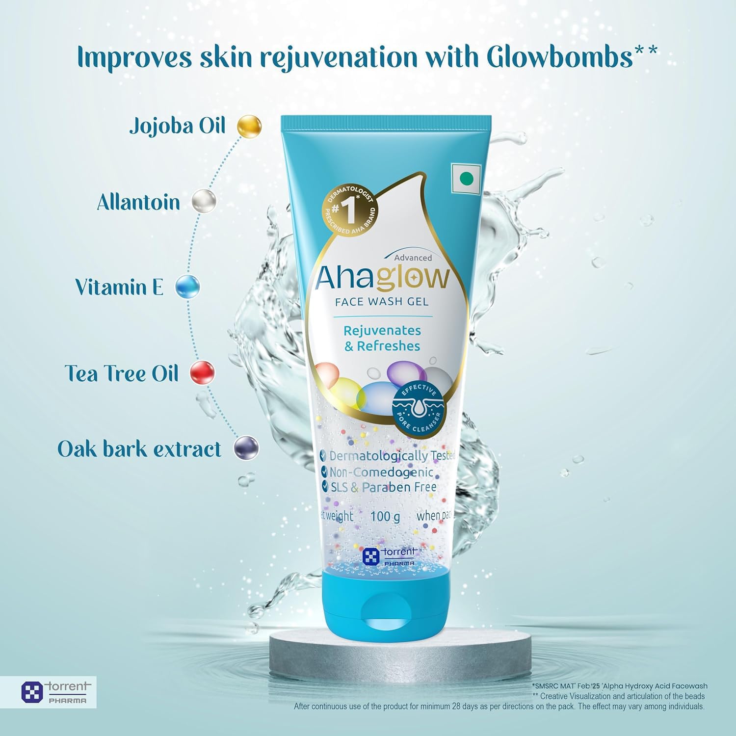 Ahaglow Advanced Face Wash Gel, Daily Gentle Cleansing Formula For Normal And Oily Skin, 100 G - Image 3