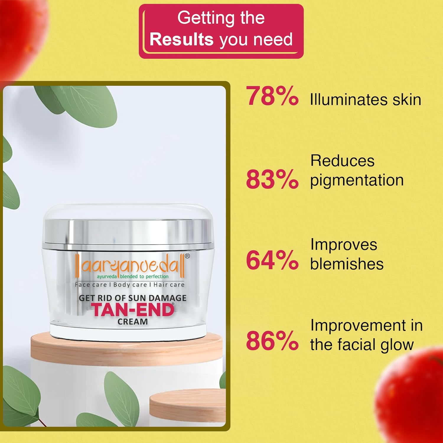 Aryanveda Tanend Face Cream For Fairness, Tan Removal & Anti Oxidant | Man & Women | 50 Gm (Pack Of 1) - Image 3