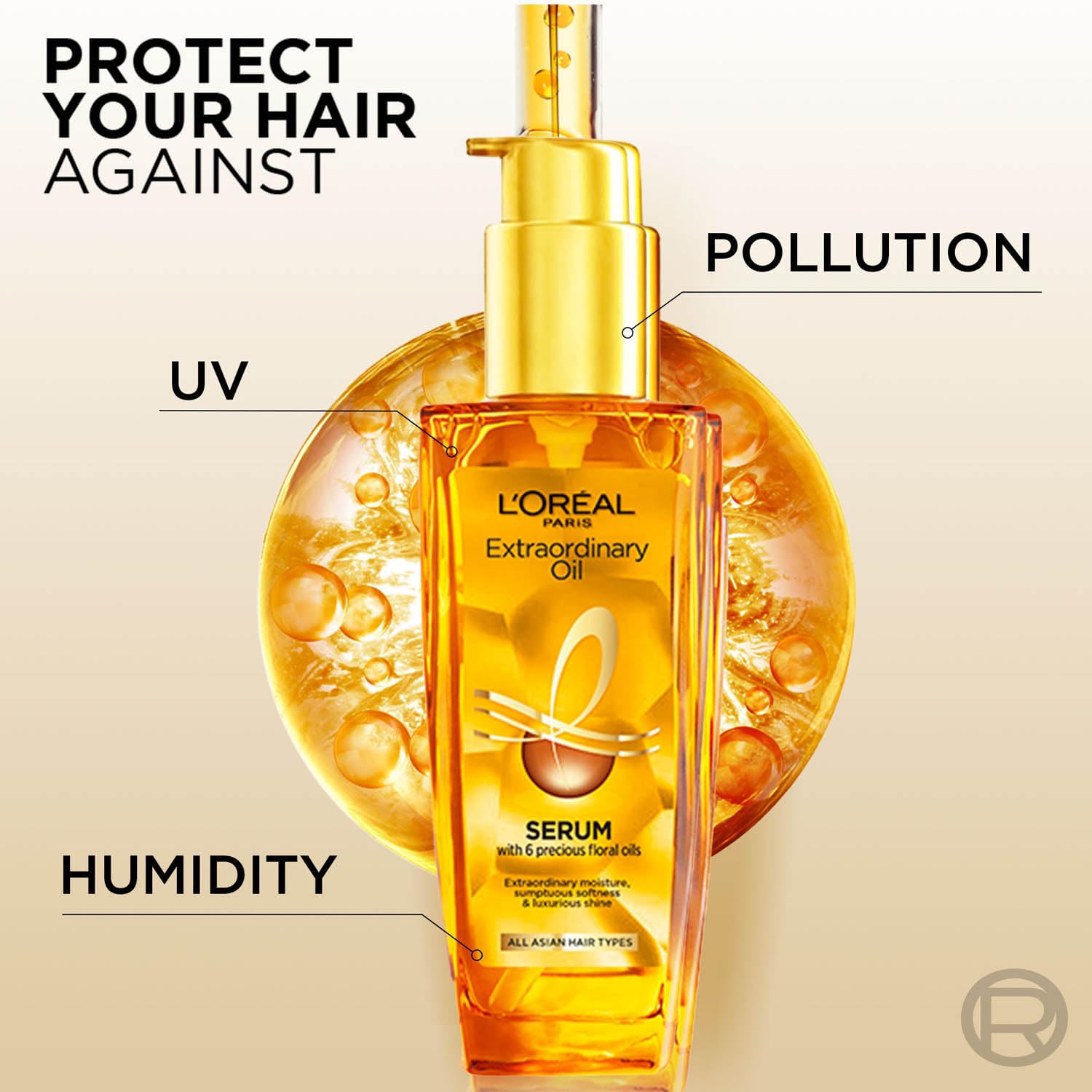 L'Oreal Paris Extraordinary Oil Hair Serum Powered by Floral Oils for All Hair Types, Volume- 100 ml, Makes hair frizz-free, stronger, shiny and provides UV and Heat Protection, Lightweight Formula - Image 4