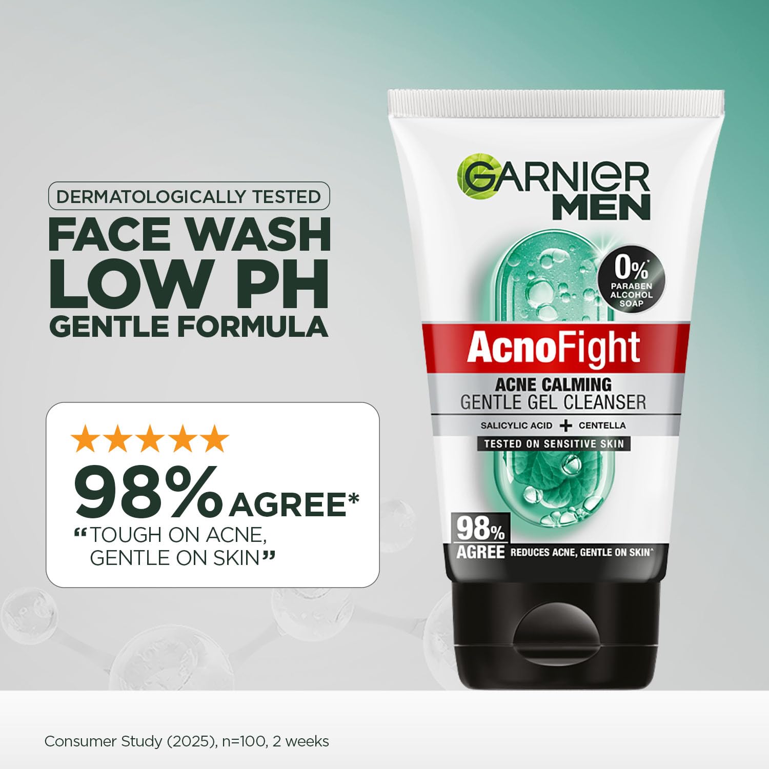 Garnier Men Acno Fight Gentle Cleanser Facewash | For Acne-Prone, Sensitive Male Skin | 100g - Image 3