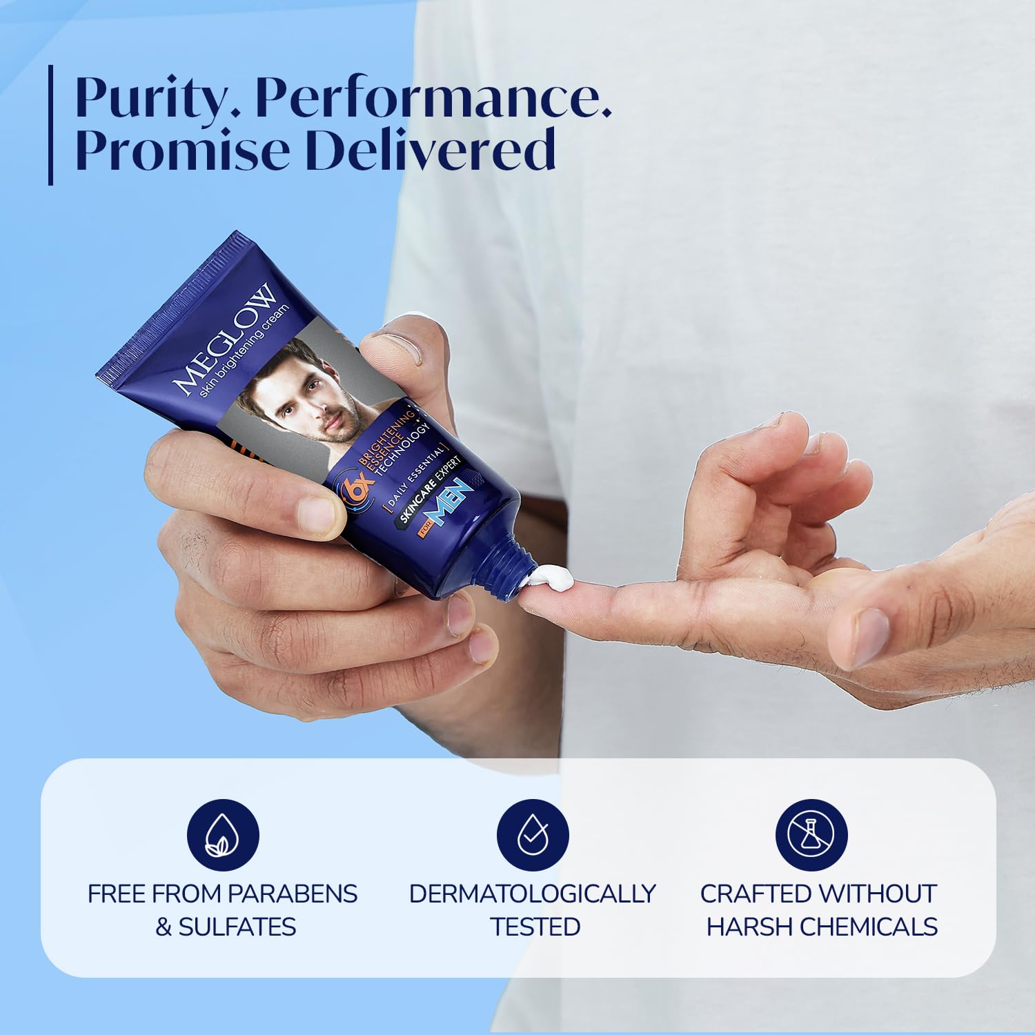 Meglow Skin Brightening & Whitening Cream For Men | Face Cream For Glowing Skin with Vitamin E | Reduces Dark Spots, Prevents Pigmentation, & Evens Tone | 30g - Image 4