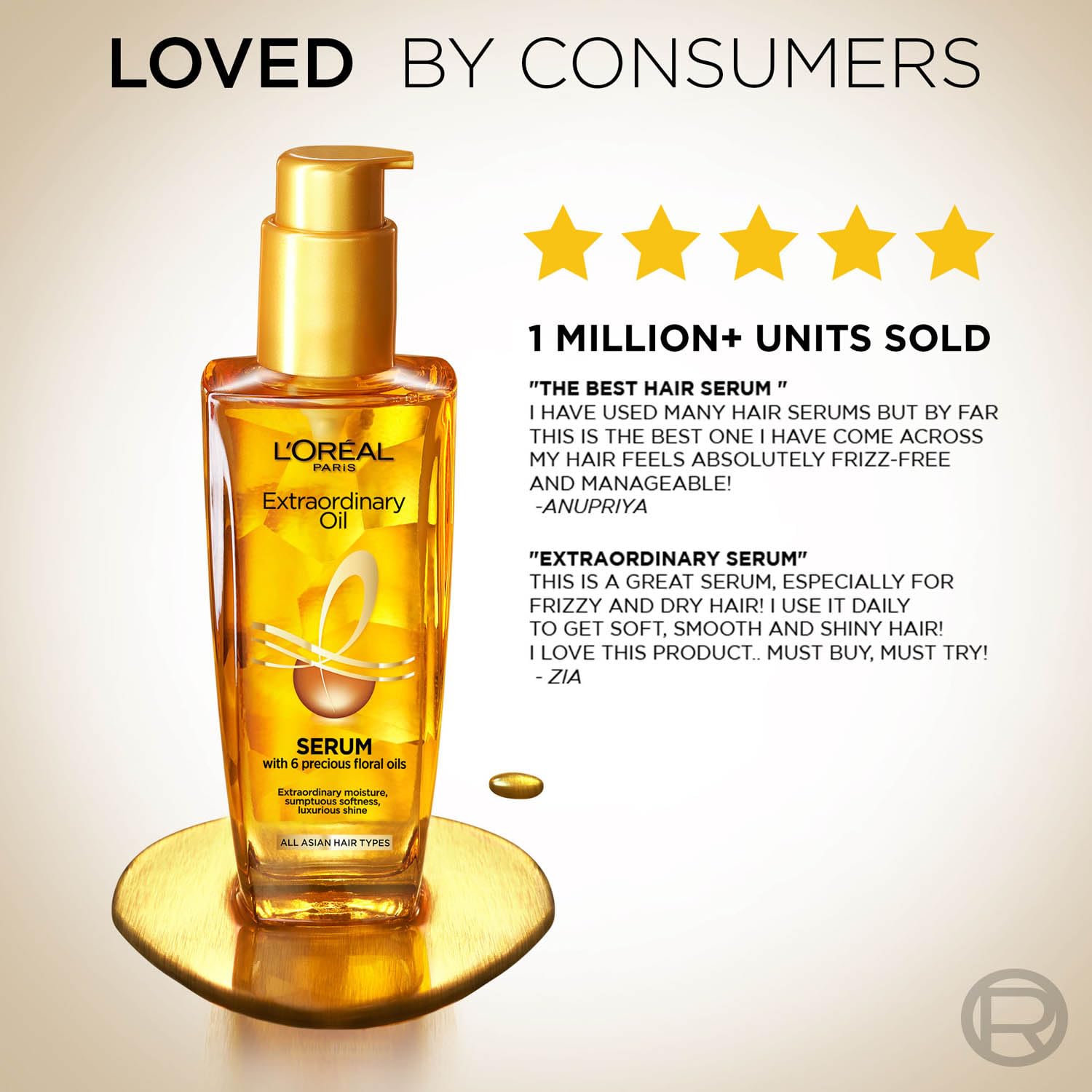 L'Oreal Paris Extraordinary Oil Hair Serum Powered by Floral Oils for All Hair Types, Volume- 100 ml, Makes hair frizz-free, stronger, shiny and provides UV and Heat Protection, Lightweight Formula - Image 6