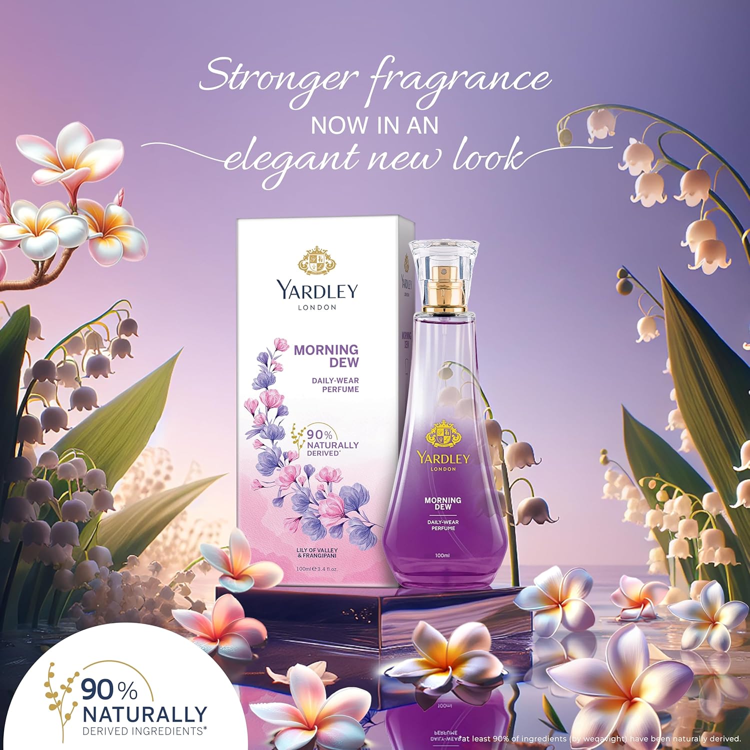 Yardley London Morning Dew Perfume Spray| Fresh Floral Scent| 90% Naturally Derived| Lilly Of Valley & Frangipani| Perfume For Women| 100Ml - Image 3
