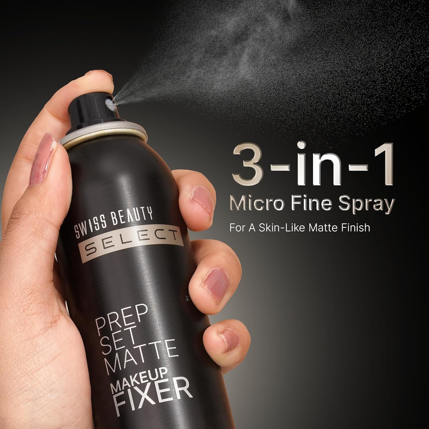 Swiss Beauty Prep Set Matte Makeup Fixer | Natural Matte Finish | With Vitamin E and Hyaluronic Acid | Long Lasting | 3-in-1 micro-fine spray | 120ml - Image 4